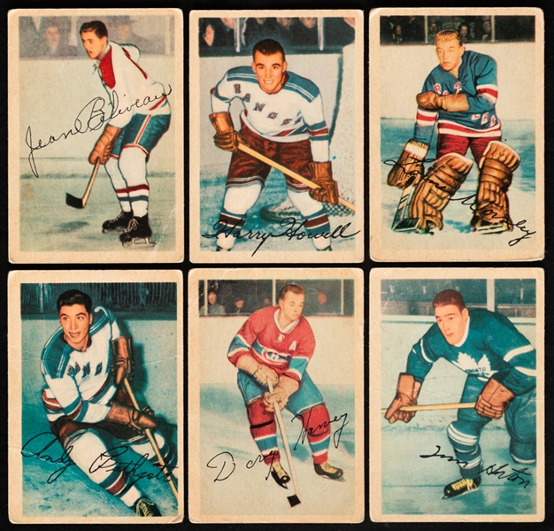 1953-54 Parkhurst Hockey Near Complete Card Set (96/100) Including Rookie Cards of HOFers Beliveau, Worsley, Bathgate and Howell