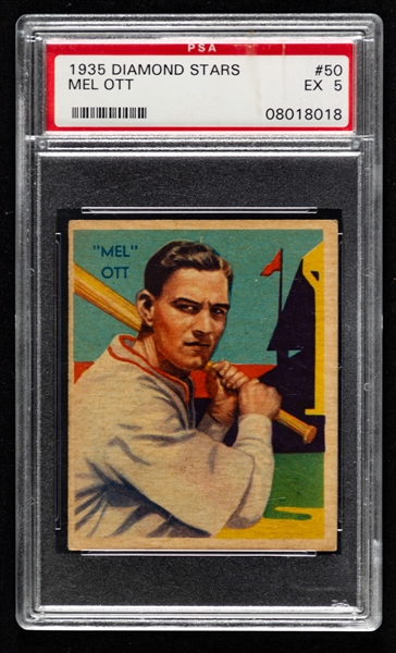 1934-36 Diamond Stars Baseball Card #50 HOFer Mel Ott - Graded PSA 5