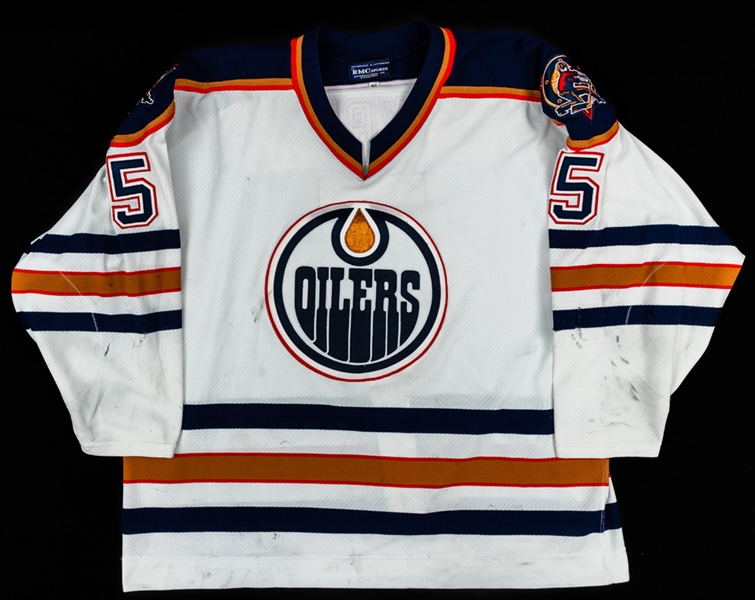 Greg De Vries 1996-97 Edmonton Oilers Game-Worn Playoffs Jersey - One-Year Style!