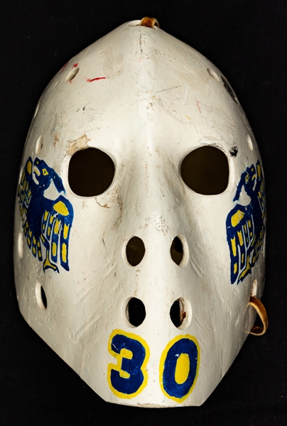 1970s Fiberglass Goalie Mask by Professional Mask Maker Gerry Schultz