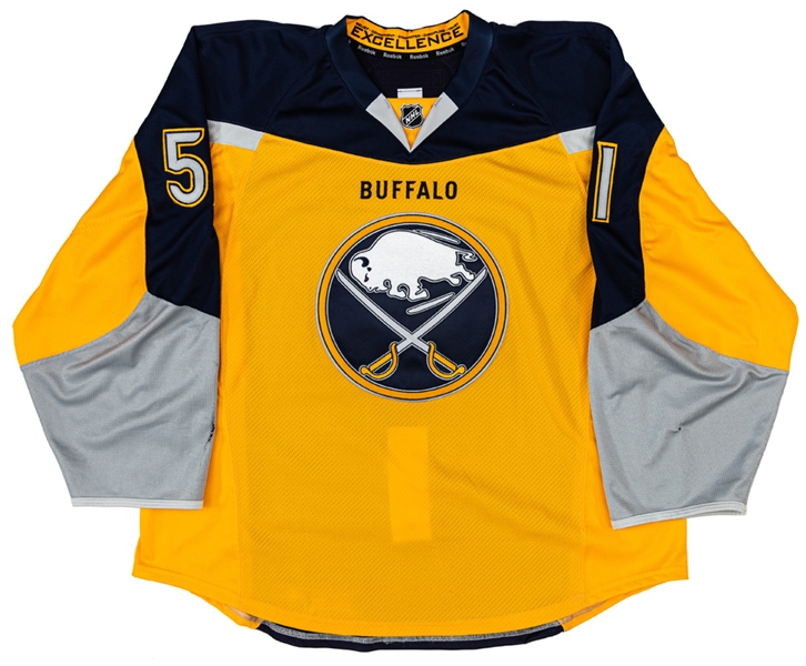 Nikita Zadorovs 2014-15 Buffalo Sabres Game-Worn Third Jersey with Team COA - Photo-Matched!