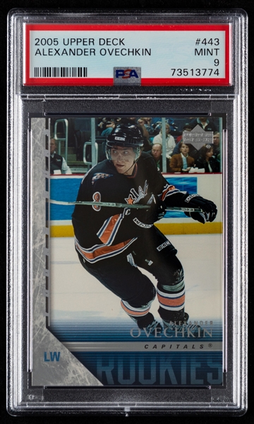 2005-06 Upper Deck Young Guns Hockey Card #443 Alexander Ovechkin Rookie - Graded PSA 9