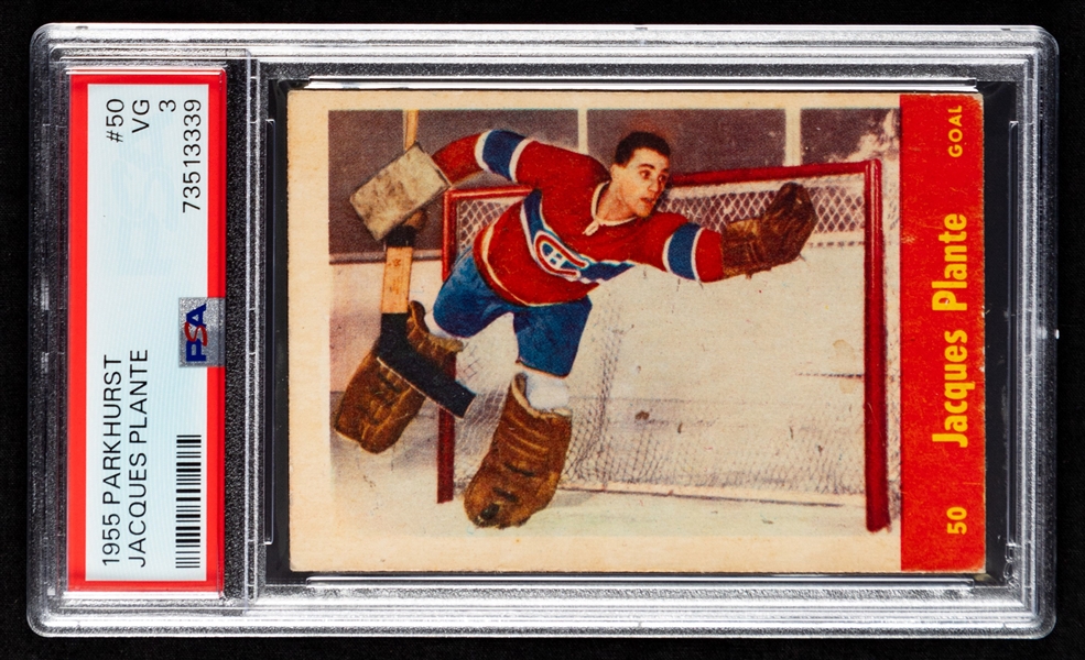 1955-56 Parkhurst Hockey Card #50 Jacques Plante Rookie - Graded PSA 3