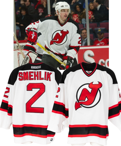Richard Smehliks 2002-03 New Jersey Devils Game-Worn Jersey with Team LOA - Photo-Matched! - Team Repairs! - Stanley Cup Championship Season!