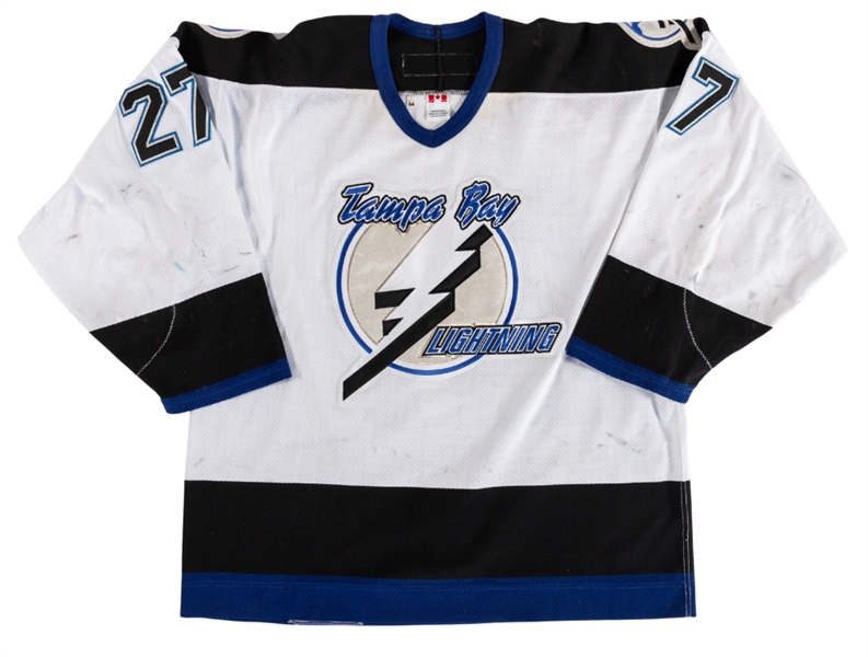 Tim Taylors 2002-03 Tampa Bay Lightning Game-Worn Jersey - Nice Game Wear!