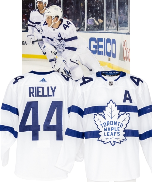 Morgan Riellys 2018 NHL Stadium Series Toronto Maple Leafs Game-Worn Second Period Alternate Captains Jersey with Team LOA