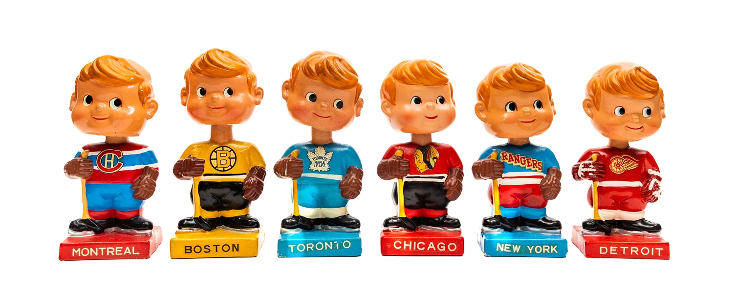 1962 "Original Six" Teams Complete Set of 6 Nodders / Bobbing Head Dolls - All Blond Hair