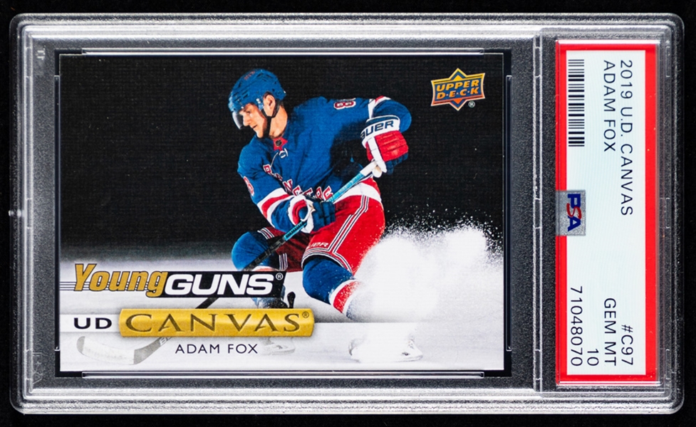 2019-20 Upper Deck Young Guns Canvas Hockey Card #C97 Adam Fox Rookie - Graded PSA GEM MT 10