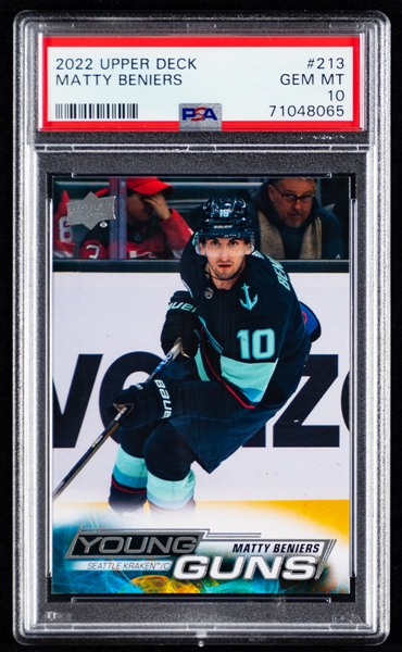 2022-23 Upper Deck Young Guns Hockey Card #213 Matty Beniers Rookie – Graded PSA GEM MT 10