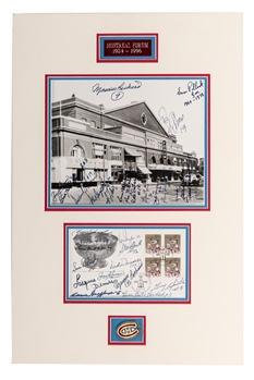 Montreal Canadiens “Montreal Forum 1924-96” Multi-Signed Photo and Stanley Cup Centennial Multi-Signed Canada Post Day of Issue Postal Cover Matted Display with JSA Auction LOA (14" x 21 1/2")