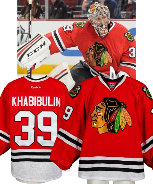 Nikolai Khabibulins 2013-14 Chicago Black Hawks Game-Worn Jersey with LOA 