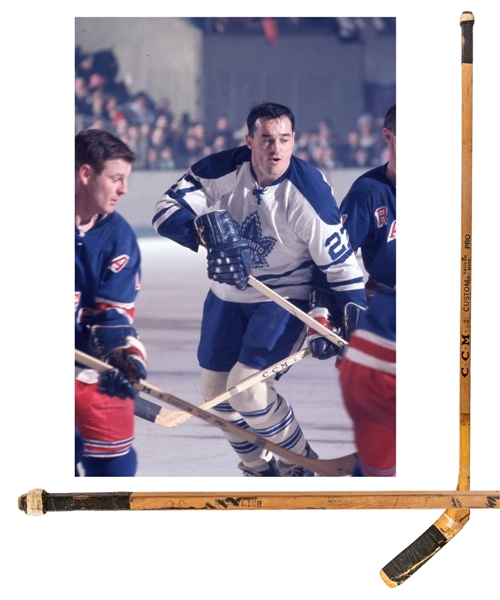 Frank Mahovlichs 1967-68 Toronto Maple Leafs Team-Signed CCM Game-Used Stick with JSA LOA
