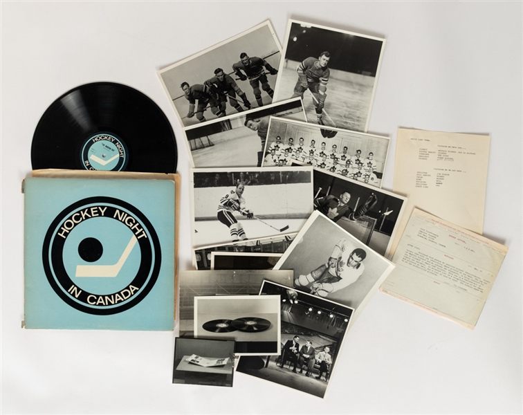 Hockey Night In Canada LP Record With Original Photos (16) and Letter To Capitol Records