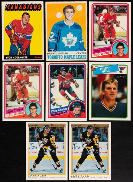 1960s to 1990s O-Pee-Chee and Topps Hockey Cards (30) Featuring Mostly Rookie Cards Inc. HOFers Cournoyer, Sittler, Yzerman, Gainey, Kurri, LaFontaine, Gartner, Savard, Neely, Clark and Others