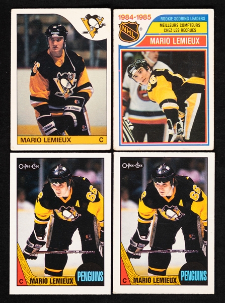 1985-86 to 1989-90 O-Pee-Chee Hockey Cards (9) of HOFer Mario Lemieux Including 1985-86 OPC #9 Rookie Card