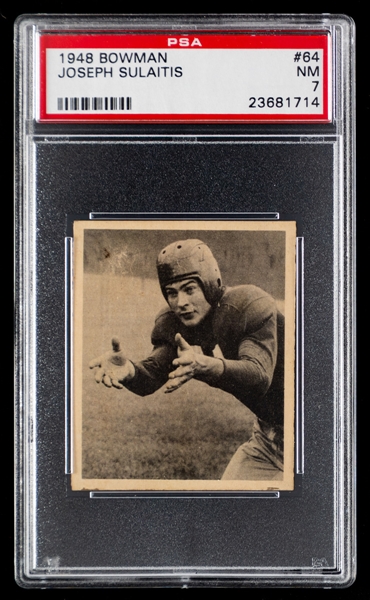 1948 Bowman Football Card #64 Joseph Sulaitis Rookie - Graded PSA 7