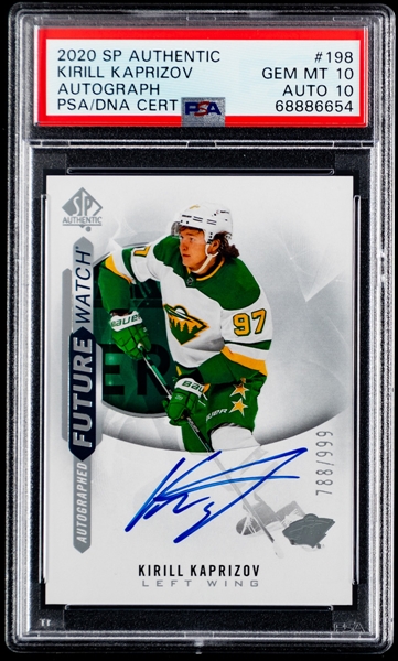 2020-21 Upper Deck SP Authentic Future Watch Autographed Hockey Card #198 Kirill Kaprizov Rookie (788/999) - Graded PSA GEM MT 10