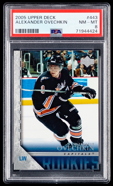 2005-06 Upper Deck Young Guns Hockey Card #443 Alexander Ovechkin Rookie - Graded PSA 8