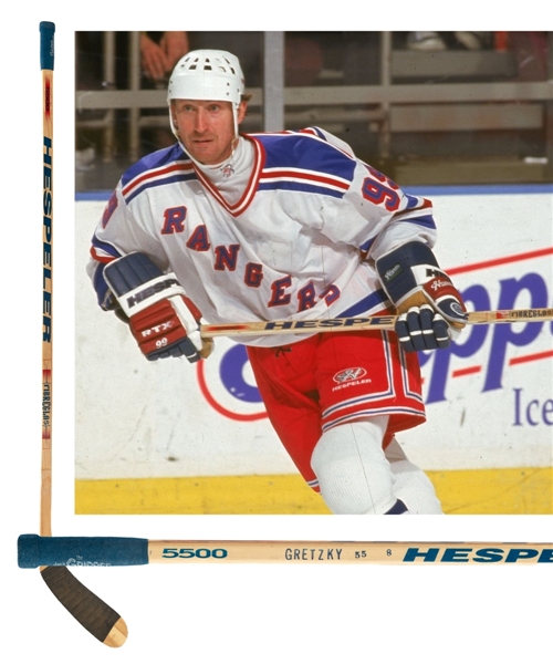 Wayne Gretzkys 1998-99 New York Rangers Hespeler 5500 Game-Used Stick with Shawn Chaulk LOA 
