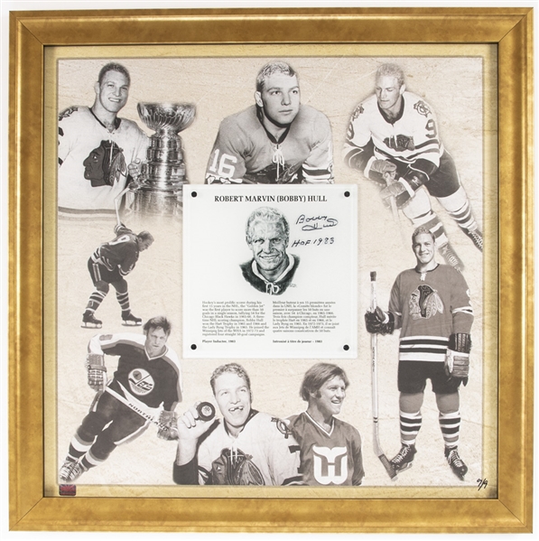 Deceased HOFer Bobby Hull Signed Hall of Fame Plaque Limited-Edition (9/9) Framed Display (27" x 27")