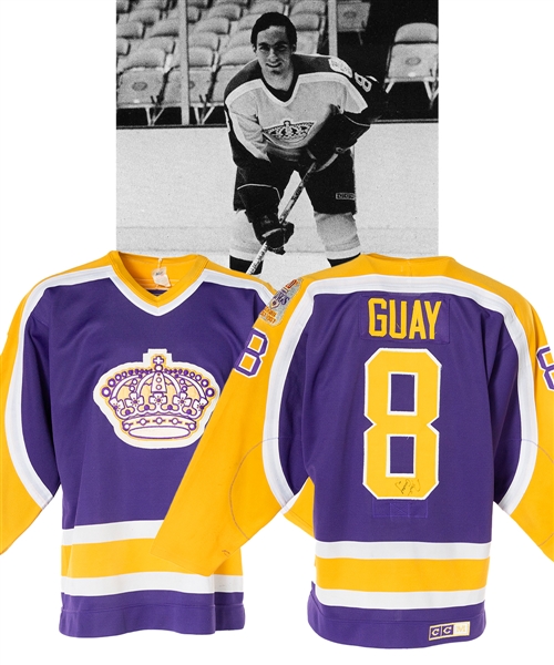 Paul Guays 1986-87 Los Angeles Kings Signed Game-Worn Jersey - 20th Season Patch!