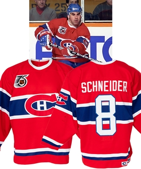 Mathieu Schneiders 1991-92 Montreal Canadiens "Turn Back the Clock" Game-Worn Jersey with LOA - Nice Game Wear! NHL 75th Anniversary Patch! 