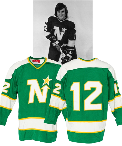 Minnesota North Stars 1974-75 Game-Worn Jersey Attributed to Richard Nantais and Doug Rombough with LOA 