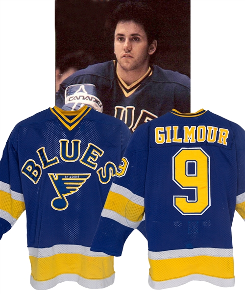 Doug Gilmours 1984-85 St. Louis Blues Game-Worn Jersey - Nice Game Wear! - One Year Style! - Photo-Matched! 