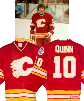 Carl Mokosaks (1982-83) and Dan Quinns (1983-84) Calgary Flames Game-Worn Jersey - Calgary Centennial Patch! - Nice Game Wear! 