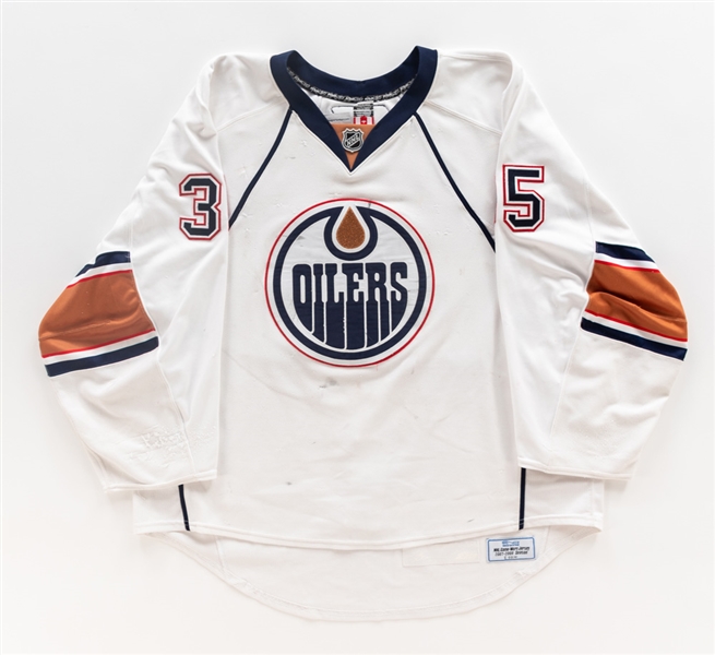 Dwayne Rolosons 2007-08 Edmonton Oilers Game-Worn Jersey with Team LOA - Photo-Matched! 