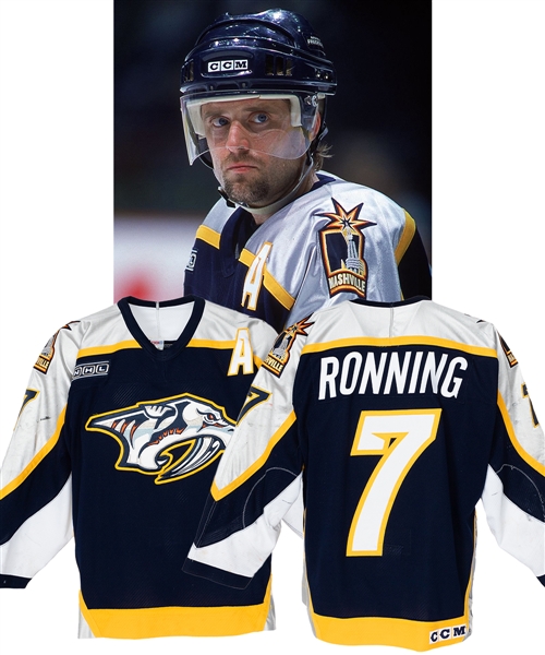 Cliff Ronnings 1999-2000 Nashville Predators Game-Worn Alternate Captains Jersey - NHL2000 Patch! - Photo-Matched!