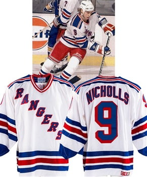 Bernie Nicholls Circa 1991 New York Rangers Game-Worn Jersey with LOA - Originally from Nicholls Personal Collection!