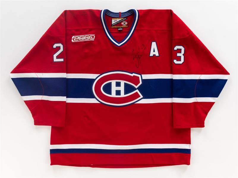 Turner Stevensons 1999-2000 Montreal Canadiens Signed "Game One 2000" Game-Worn Alternate Captains Jersey
