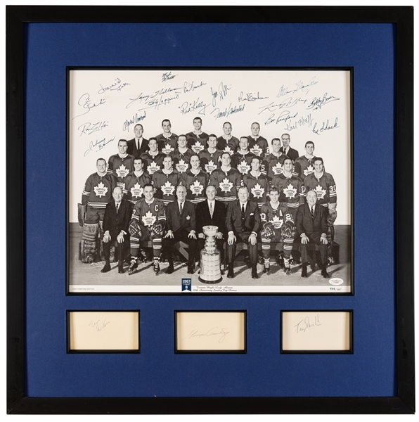 Toronto Maple Leafs 1967 Stanley Cup Champions "40th Anniversary Dinner" Team-Signed Limited-Edition Display Inc. Deceased HOFers Sawchuk, Horton, Armstrong, Bower and Kelly with JSA LOA (28" x 28)
