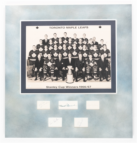 Toronto Maple Leafs "1967 Stanley Cup Winners" Limited-Edition Team-Signed Photograph Display Including Deceased HOFers Sawchuk, Horton, Bower, Armstrong and Kelly with JSA LOA (29 1/2" x 31")