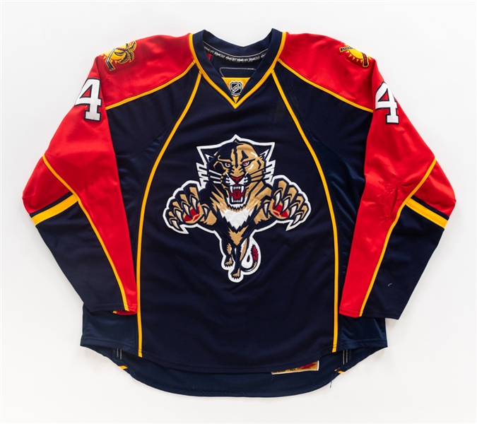 Jay Bouwmeesters 2007-08 Florida Panthers Signed Game-Worn Jersey - Nice Game Wear! - Photo-Matched! 