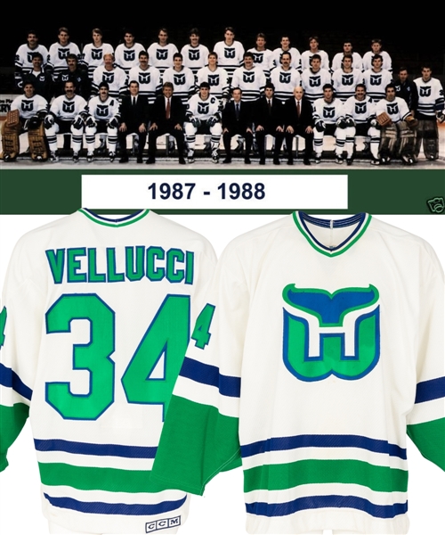 Mike Velluccis 1987-88 Hartford Whalers Game-Worn Jersey with LOA 