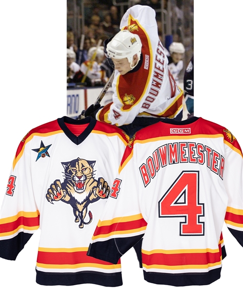Jay Bouwmeesters 2002-03 Florida Panthers Game-Worn Rookie Season Jersey with LOA - All-Star Game Patch! 
