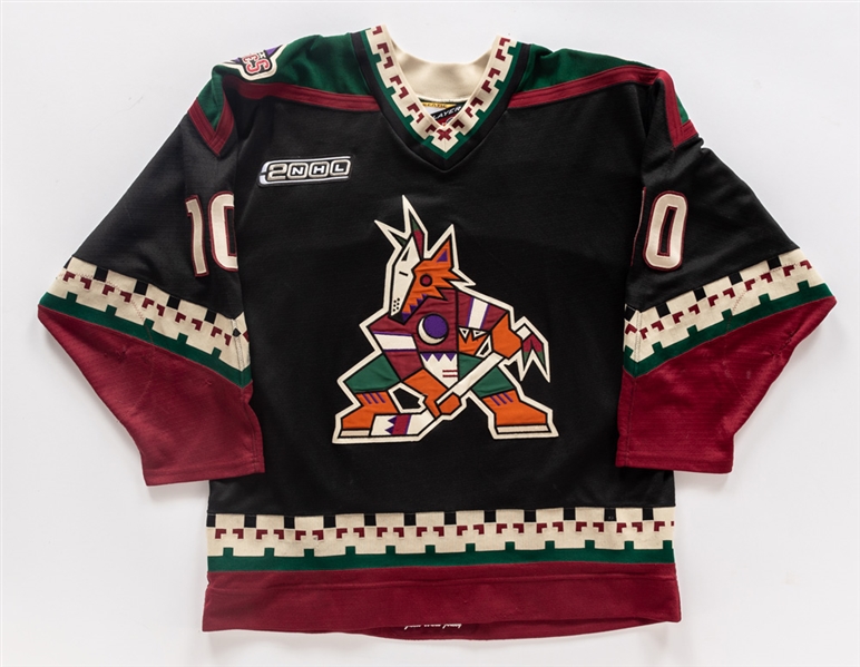 Trevor Letowskis 1999-2000 Phoenix Coyotes Game-Worn Jersey with Team LOA and MeiGray COR - 2000 Patch! - Team Repairs!
