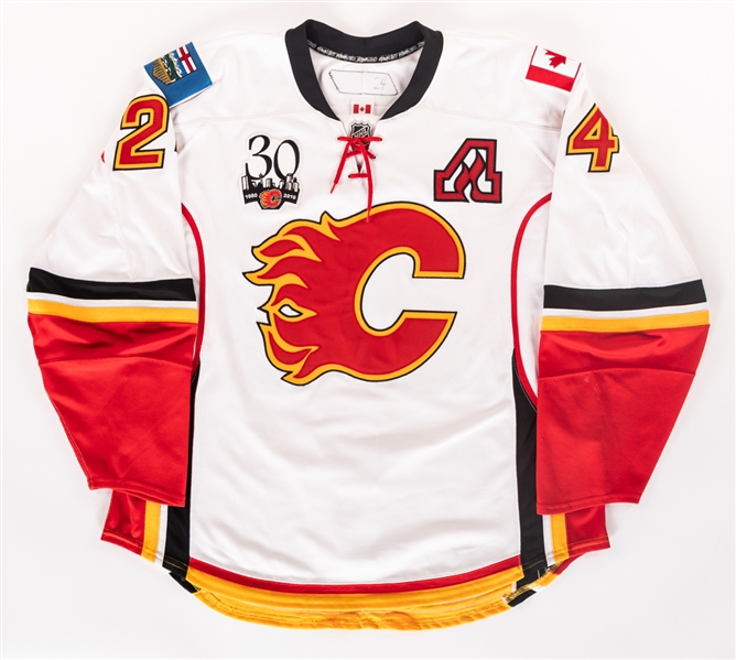 Craig Conroy 2009-10 Calgary Flames Game-Worn Alternate Captains Jersey with LOA – 30th Anniversary Patch! - Photo-Matched!