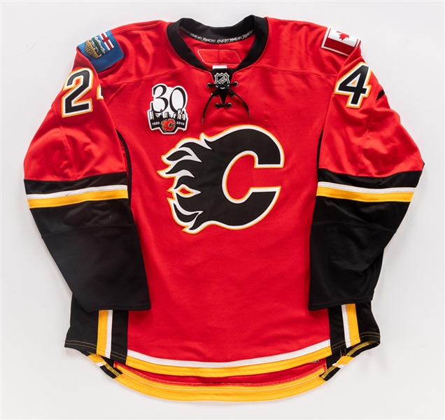 Craig Conroys 2009-10 Calgary Flames Game-Worn Jersey with Team LOA - 30th Patch! 