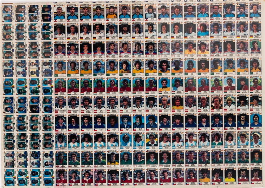 1982 Panini World Cup Soccer Stickers Uncut Sheets (12) Including #176 Diego Maradona (9 stickers)