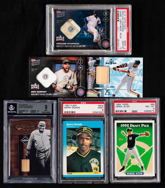  1980s to 2010s Baseball Cards (6) Including 2011 Panini Limited Lumberjacks Bats #2 Joe Jackson (061/199) -Graded Beckett 9