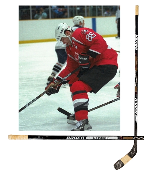 Eric Lindros 1998 Winter Olympics Bauer Supreme 3030 Game-Used Stick from His Personal Collection with His Signed LOA - Stick Signed with Annotation "HOF 16 1998 Olympics"