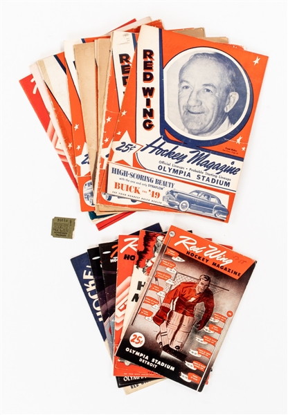 1940s/50s Detroit Olympia Detroit Red Wings Program Collection of 16 including Early Career Games For Gordie Howe and Terry Sawchuk! 