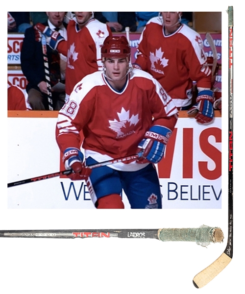 Eric Lindros 1992 Winter Olympics Titan ASD 6000 Game-Used Stick from His Personal Collection with His Signed LOA - Stick Signed with Annotation "HOF 16 Team Canada Game Used"