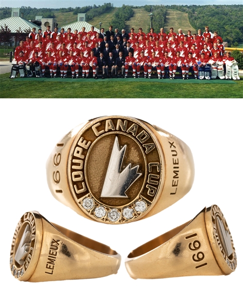 Claude Lemieuxs 1991 Canada Cup Team Canada 10K Gold and Diamond Ring