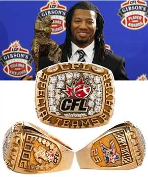 Larry Taylors 2009 CFL Special Teams Player (Montreal Alouettes) 10K Gold Ring 