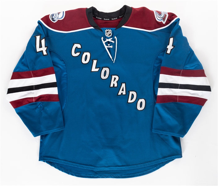 Tyson Barries 2013-14 Colorado Avalanche Game-Worn Rookie Season Third Jersey with LOA - Photo-Matched!
