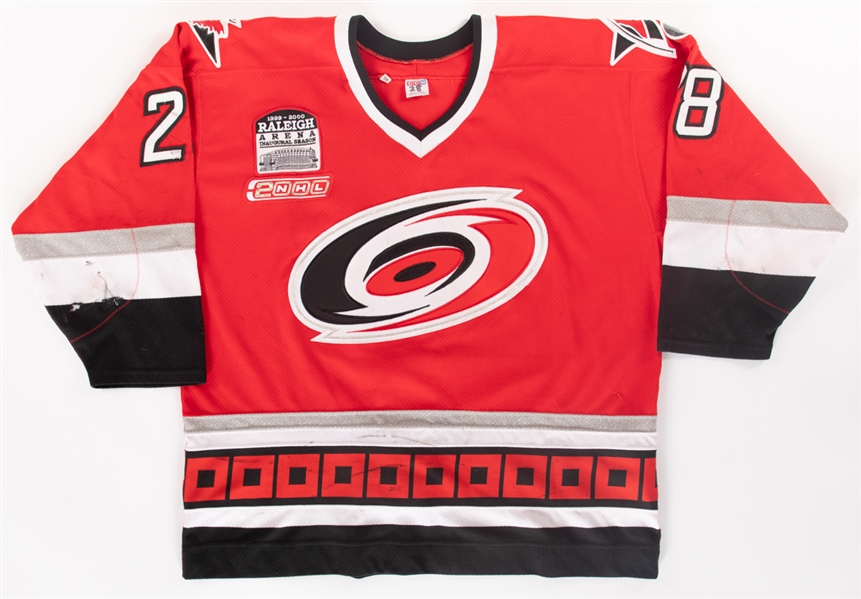 Paul Ranheims 1999-2000 Carolina Hurricanes Signed Game-Worn Jersey with COA and MeiGray COR - Raleigh Arena Inaugural Season and Chiasson Memorial "3" Patches! - Photo-Matched!